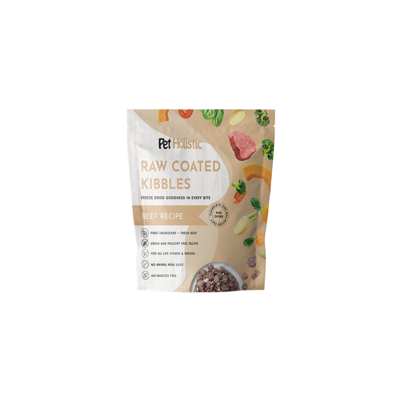 Pet Holistic Grain Free Raw Coated Beef Kibbles for Dogs - 2kg