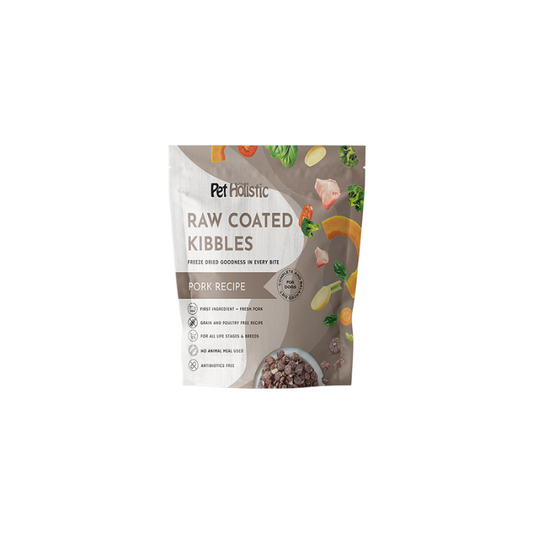 Pet Holistic Grain Free Raw Coated Pork Kibbles for Dogs - 2kg