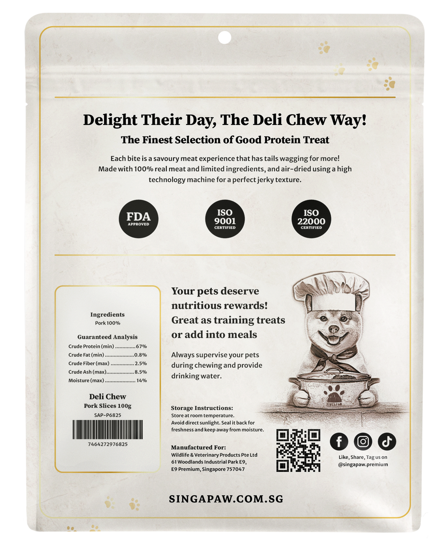 SingAPaw Deli Chew Pork Slices