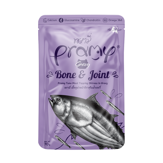 Pramy Bone & Joint Tuna Meat Topping Shirasu in Gravy for All Cats - 70g