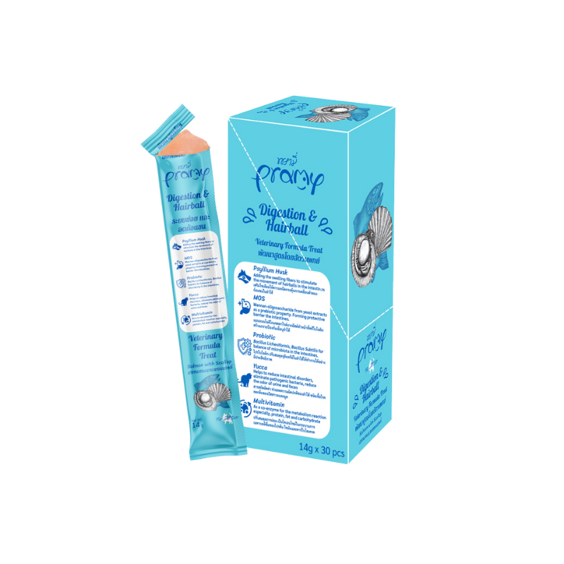 Pramy Digestion & Hairball Salmon with Scallop - 14g x 30pcs