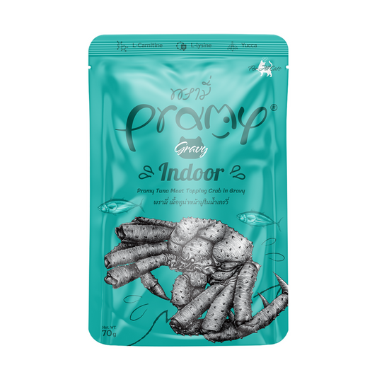 Pramy Indoor Tuna Meat Topping Crab in Gravy for All Cats - 70g