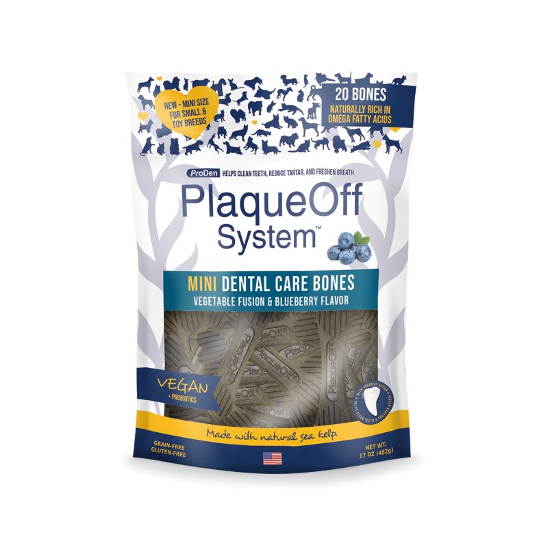 ProDen PlaqueOff® Mini Dental Care Bones – Vegetable Fusion & Blueberry 340g