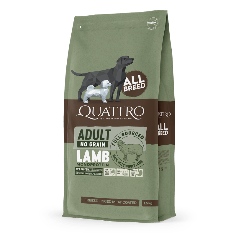 Quattro Adult All Breed No Grain Dry Dog Food - Lamb