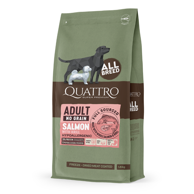 Quattro Adult All Breed No Grain Dry Dog Food - Salmon