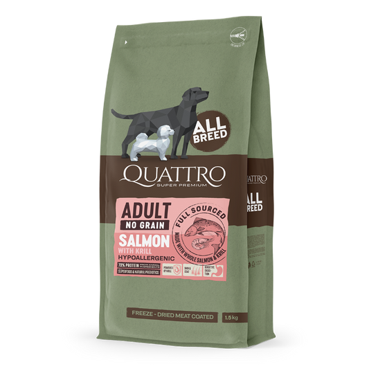 Quattro Adult All Breed No Grain Dry Dog Food - Salmon
