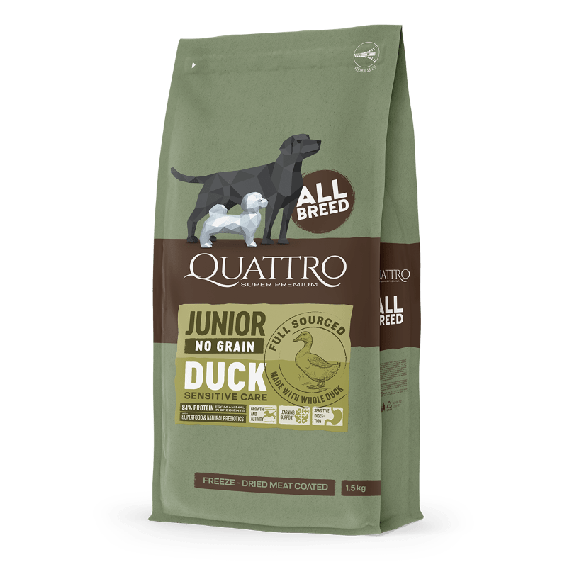 Quattro Junior All Breed No Grain Dry Dog Food - Duck