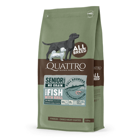 Quattro Senior & Diet All Breed No Grain Dry Dog Food - Whitefish & Krill