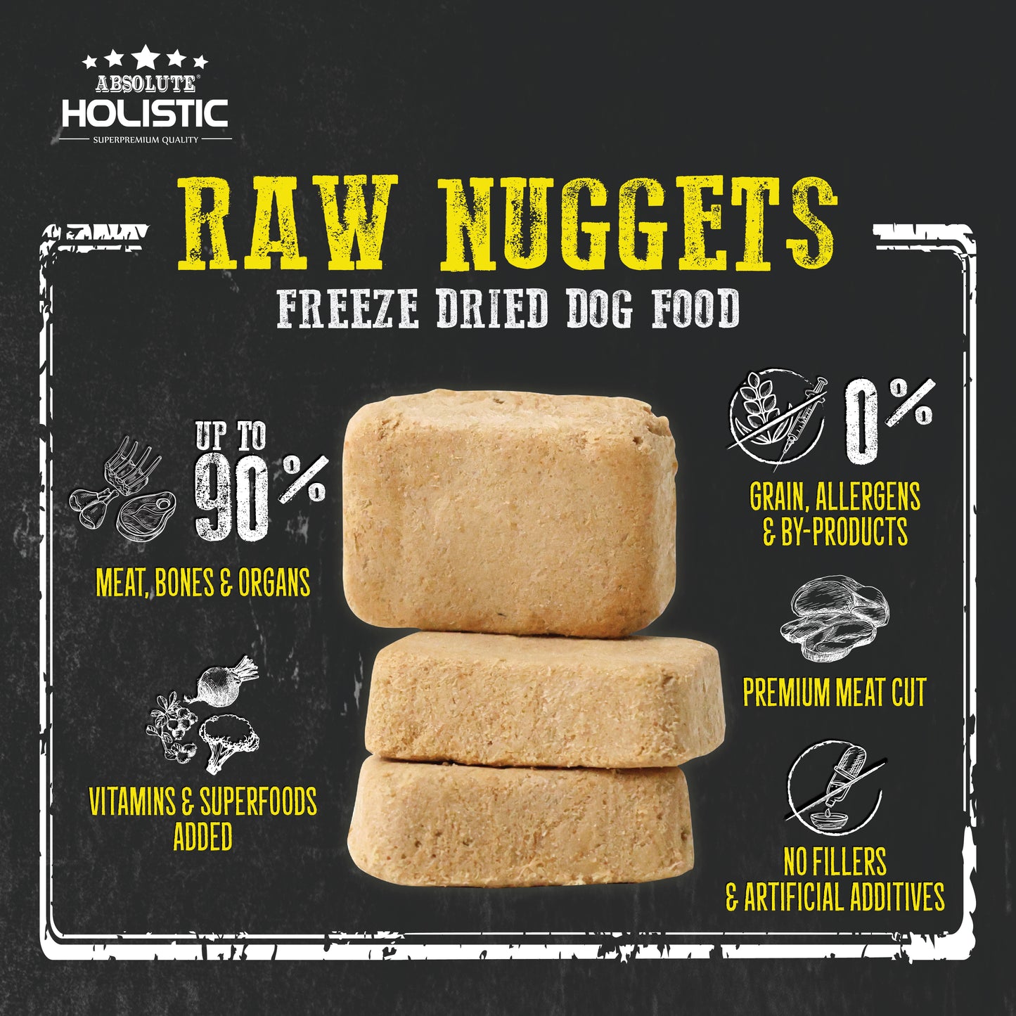 Absolute Holistic Complete & Balanced Freeze Dried Raw Nuggets Dog Food - Duck (14oz)