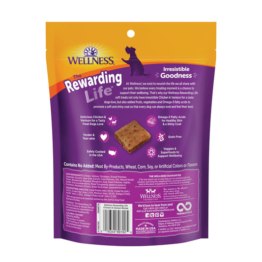 Wellness Rewarding Life Chicken & Venison Recipe Dog Treats 6oz