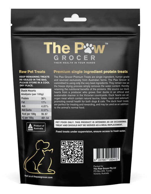 The Paw Grocer Duck Hearts Freeze-Dried Treats 72g