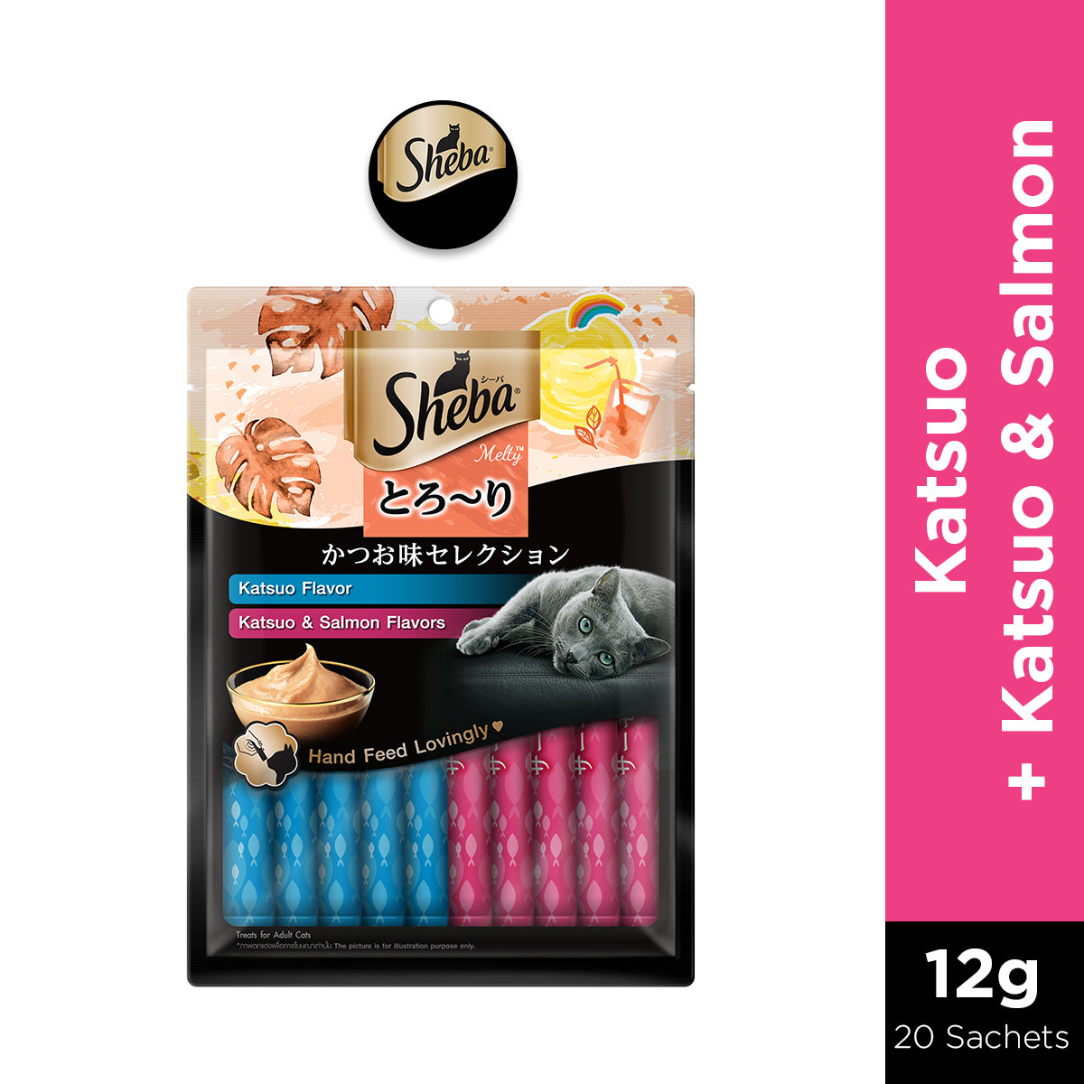 SHEBA Melty Cat Treats in Katsuo Salmon Flavors 12g (20-Sachet)