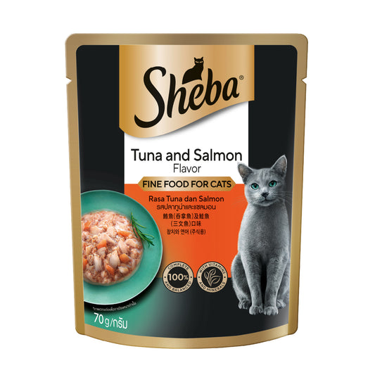 SHEBA Pouch Cat Wet Food Pouch Tuna and Salmon Flavor Wet Cat Food 70g