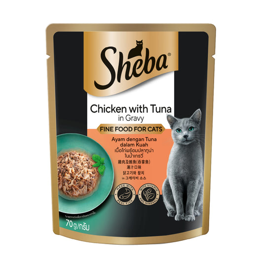 SHEBA Pouch Wet Food for Cats in Chicken with Tuna in Gravy Flavor 70g