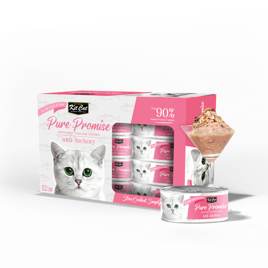 Kit Cat Pure Promise Natural Slow-cooked Wet Cat Food - Tuna & Anchovy 80g - Box Of 12