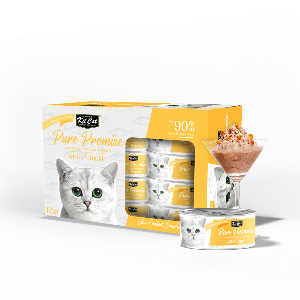 Kit Cat Pure Promise Natural Slow-cooked Wet Cat Food - Tuna & Pumpkin 80g - Box Of 12