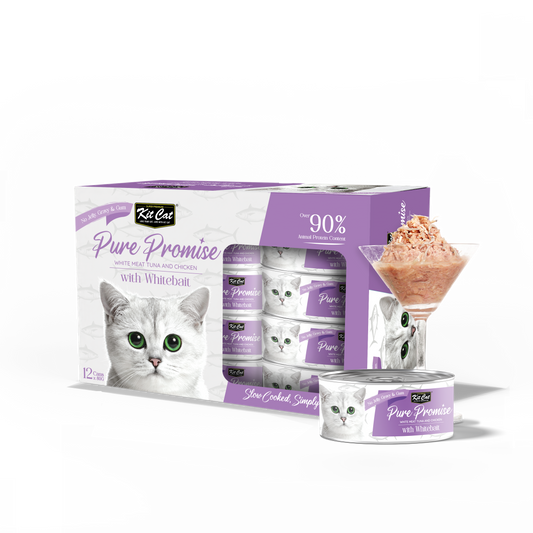 Kit Cat Pure Promise Natural Slow-cooked Wet Cat Food - Tuna & Whitebait 80g - Box Of 12