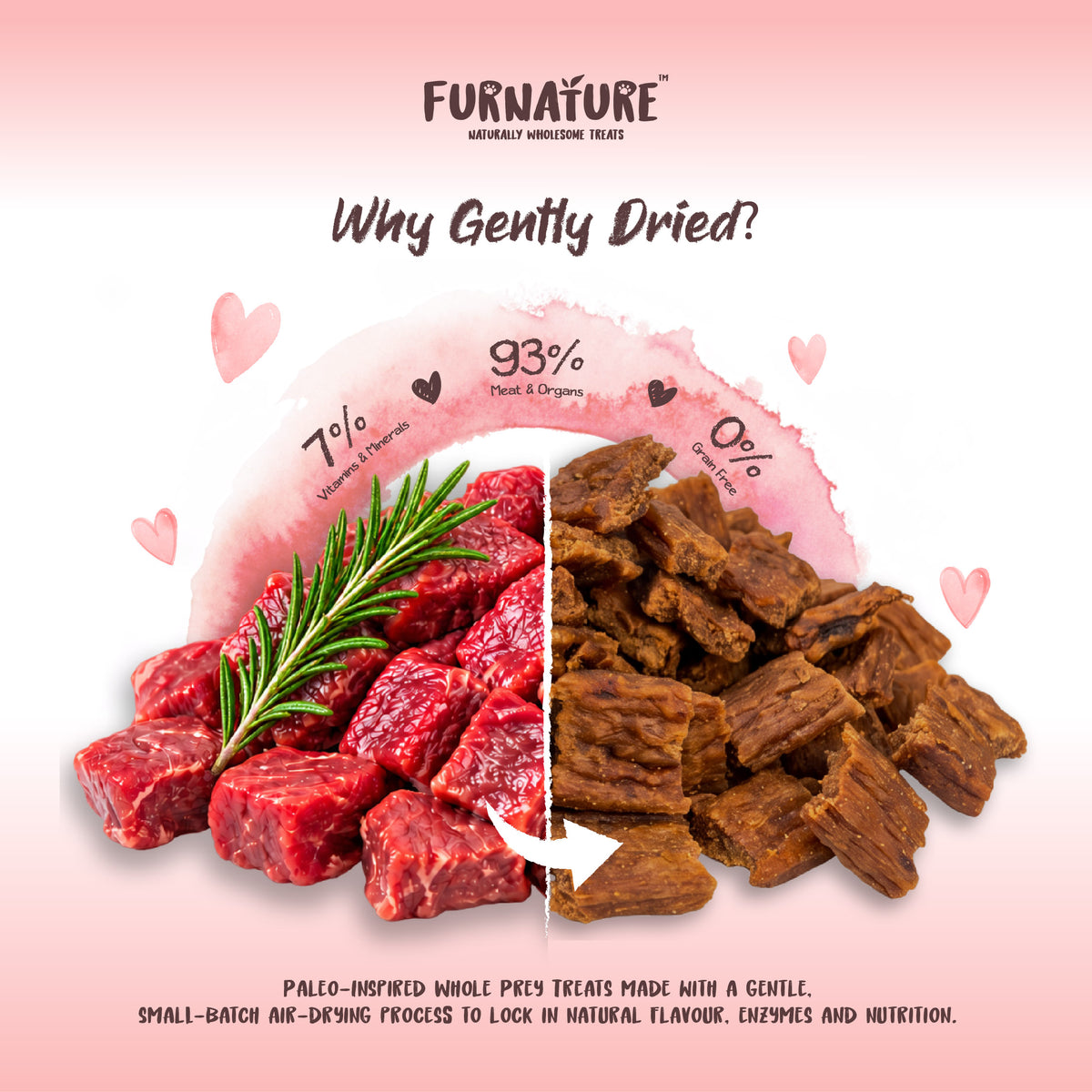 Fur Nature Natural Wholesome Gently Dried Dog Treats - Beef Recipe (200g)