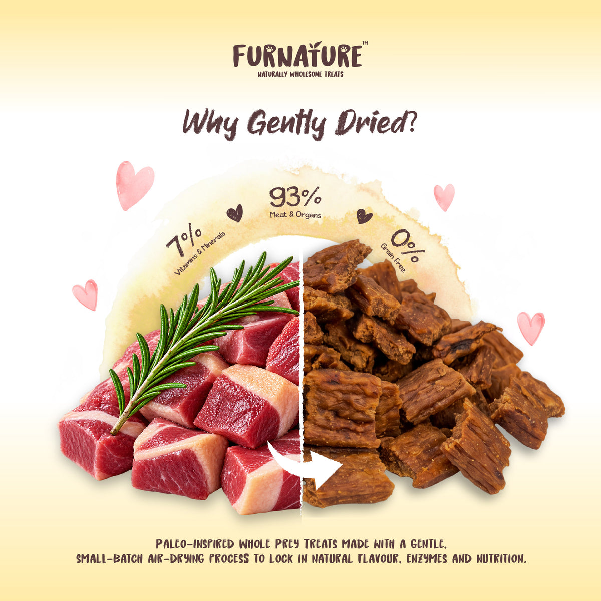 Fur Nature Natural Wholesome Gently Dried Dog Treats - Duck Recipe (200g)