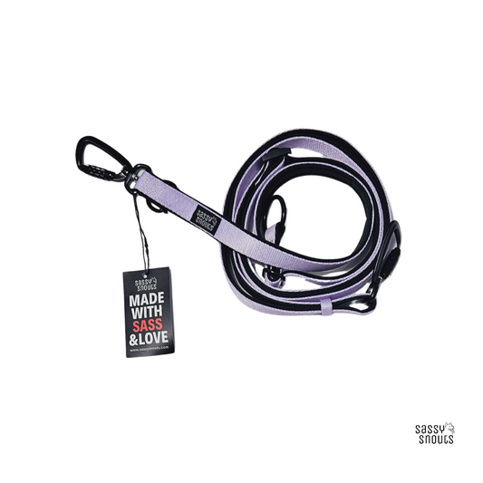 Sassy Snouts Classic Multi-way Padded Leash (2.5 cm) in Lilac