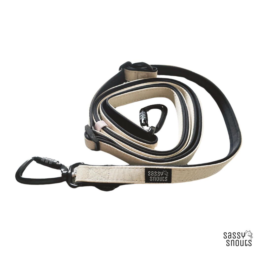 Sassy Snouts Classic Multi-way Padded Leash in Sand (Gen 2.0)