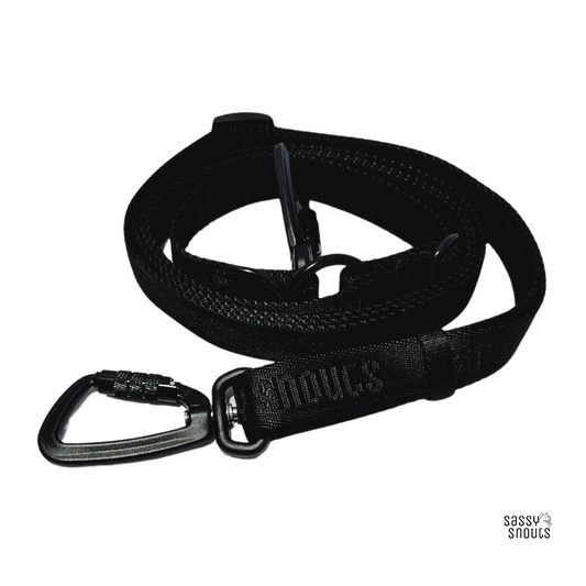 Sassy Snouts Signature Multi-way Leash (2.5 cm) in Luxe Black