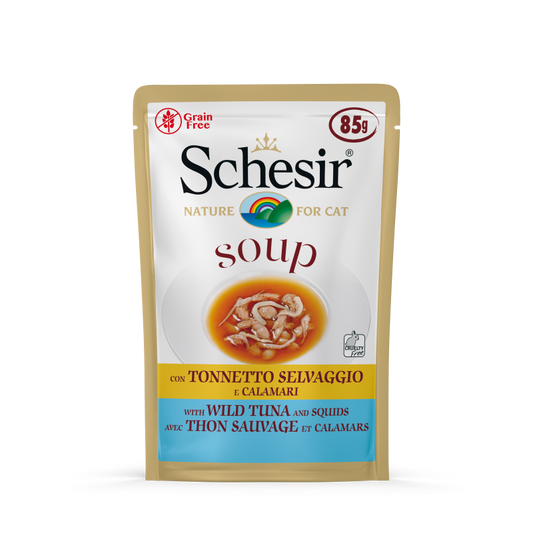 Schesir Soup With Wild Tuna & Squid Pouch 85g x 12