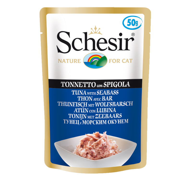 Schesir Tuna with Seabass Adult Pouch 50g x 12