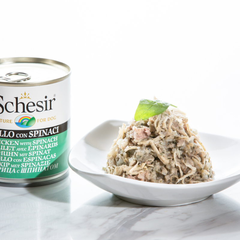 Schesir Wet Dog Food (Chicken with Spinach) For Dogs - 285g