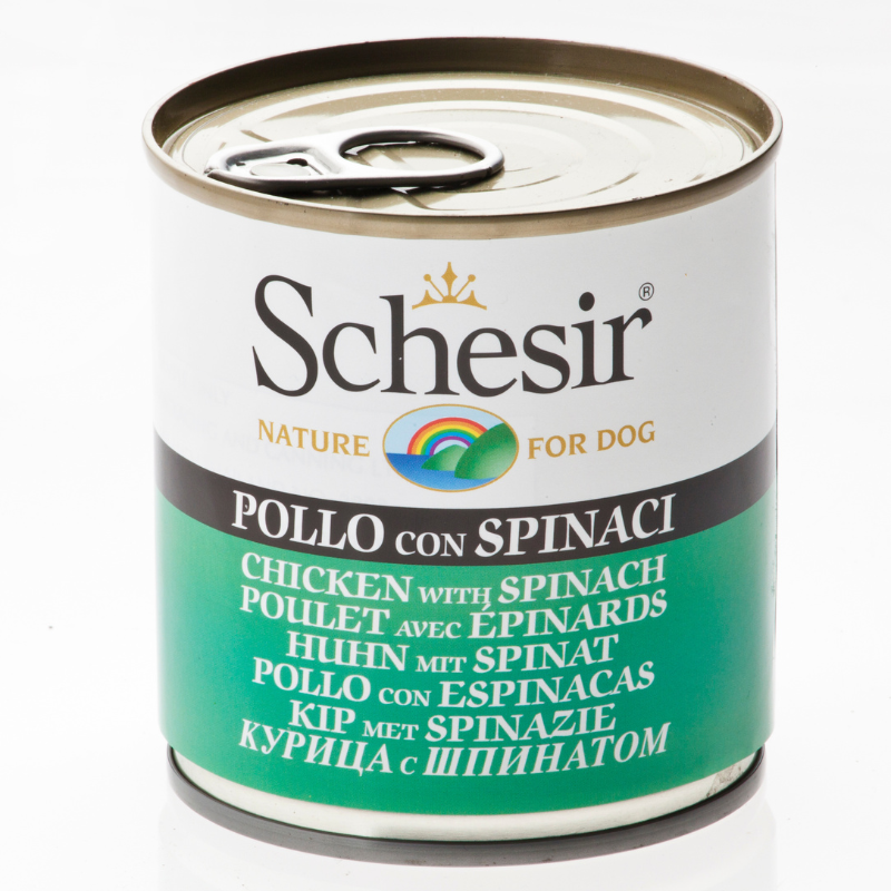 Schesir Wet Dog Food (Chicken with Spinach) For Dogs - 285g