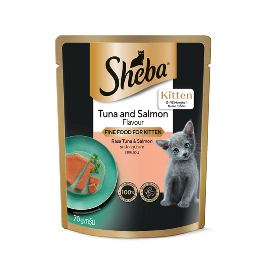 Sheba Pouch Wet Cat Food Kitten Tuna & Salmon Flavor 70g