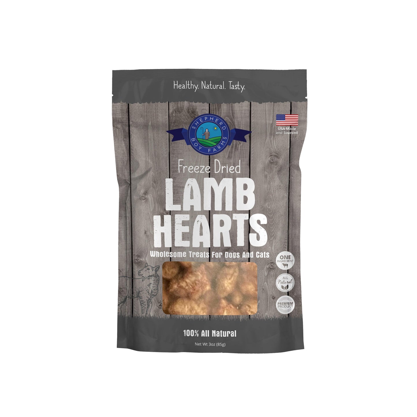 Shepherd Boy Farms Freeze Dried Lamb Hearts Treats 3oz
