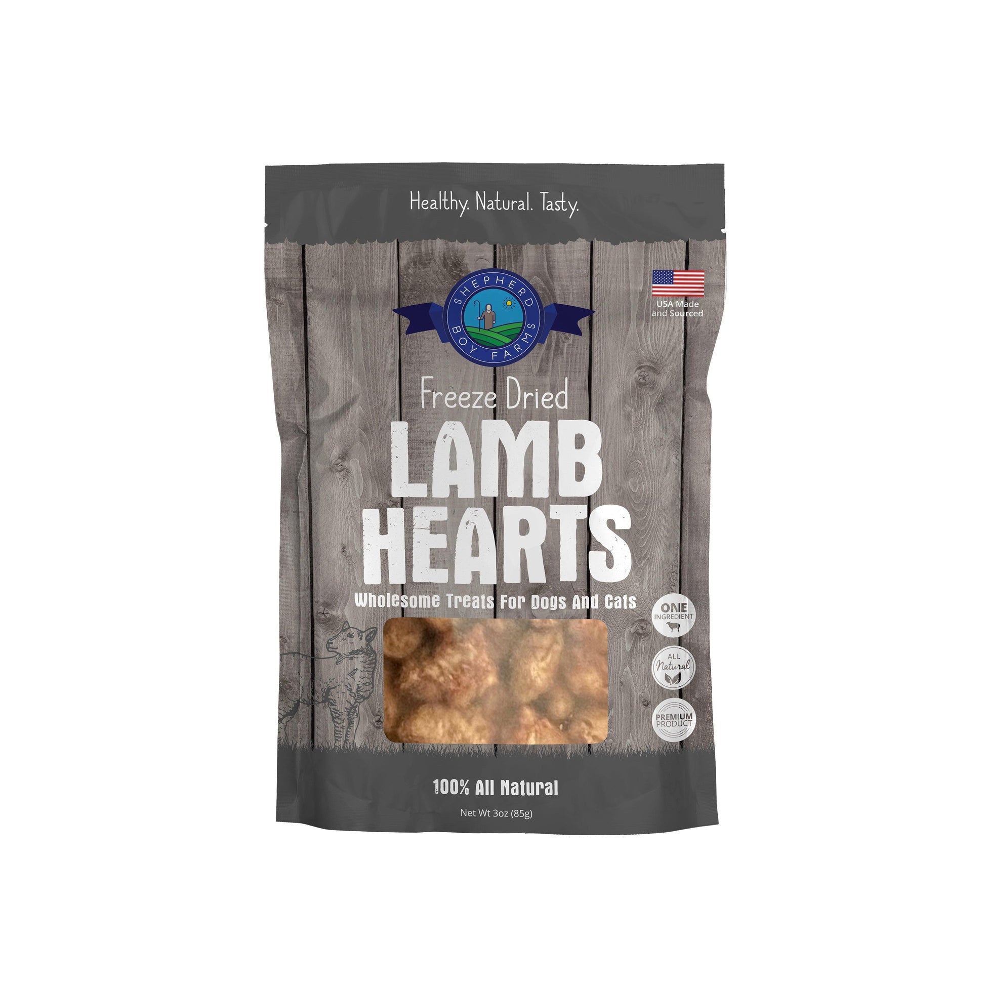 Shepherd Boy Farms Freeze Dried Lamb Hearts Treats 3oz