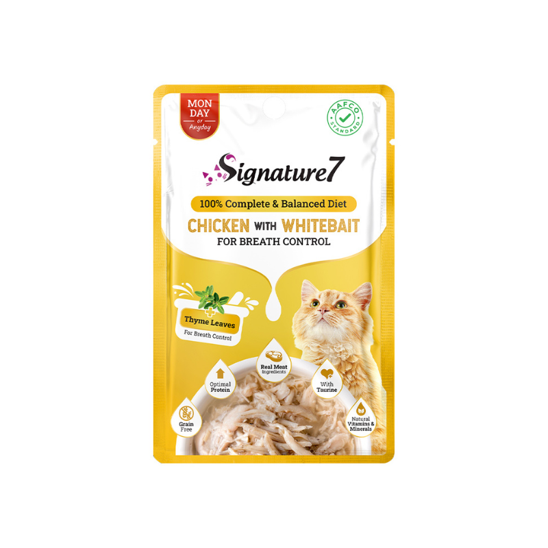 Signature7 Chicken With Whitebait For Breath Control (Mon) Grain-Free Pouch Cat Food - 50g x 12
