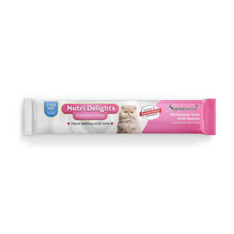 Signature7 Nutri Delights Superfood Whitemeat & Tuna With Cranberry (Sat) Puree Cat Treats - 60g