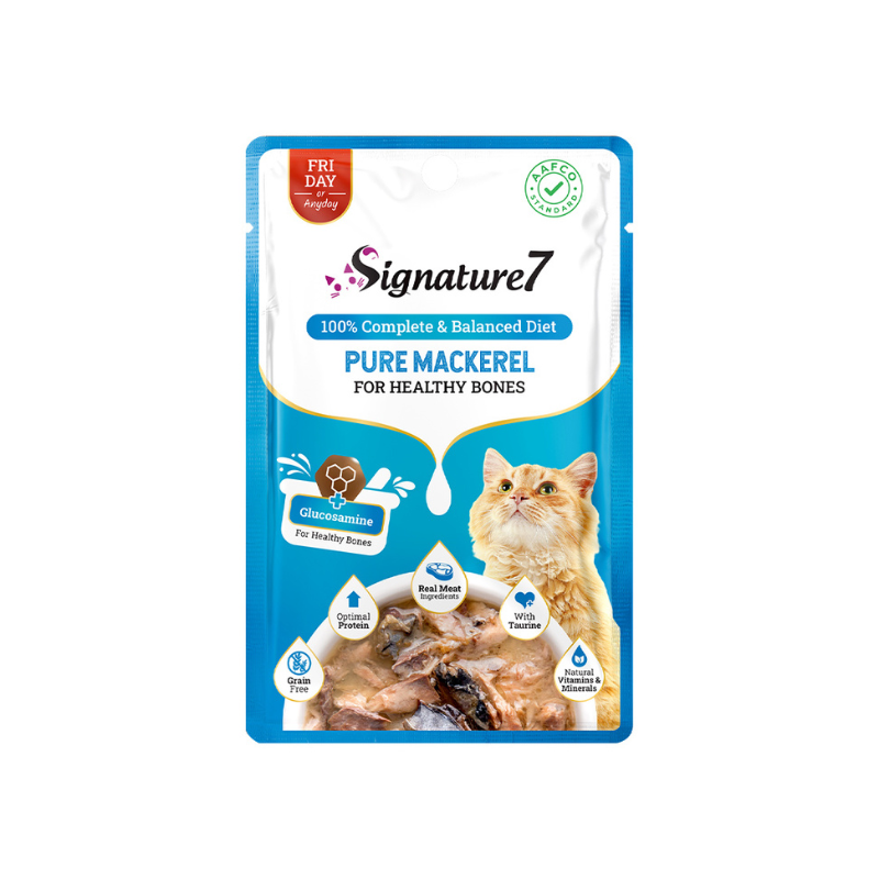 Signature7 Pure Mackerel For Healthy Bones (Fri) Grain-Free Pouch Cat Food - 50g x 12