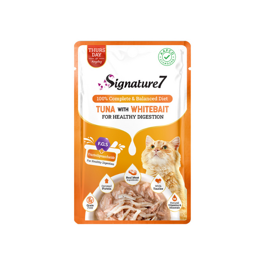 Signature7 Tuna With Whitebait For Healthy Digestion (Thurs) Grain-Free Pouch Cat Food - 50g x 12