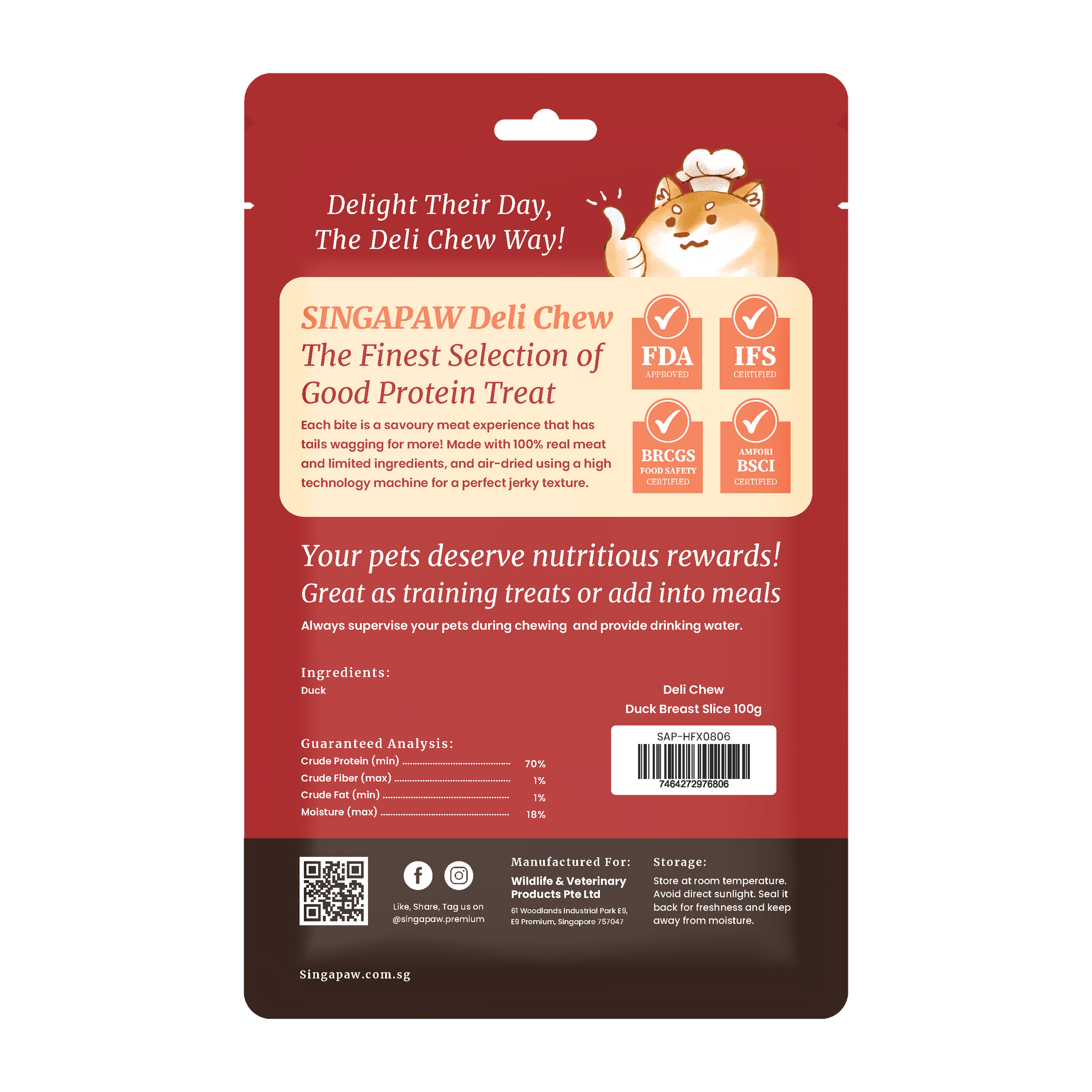 SingAPaw Deli Chew Duck Breast Slice