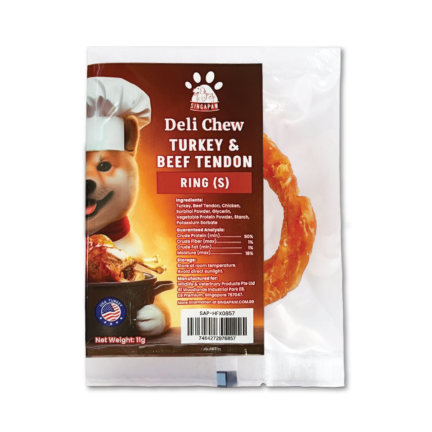 SingAPaw Deli Chew Turkey & Beef Tendon Ring (S)