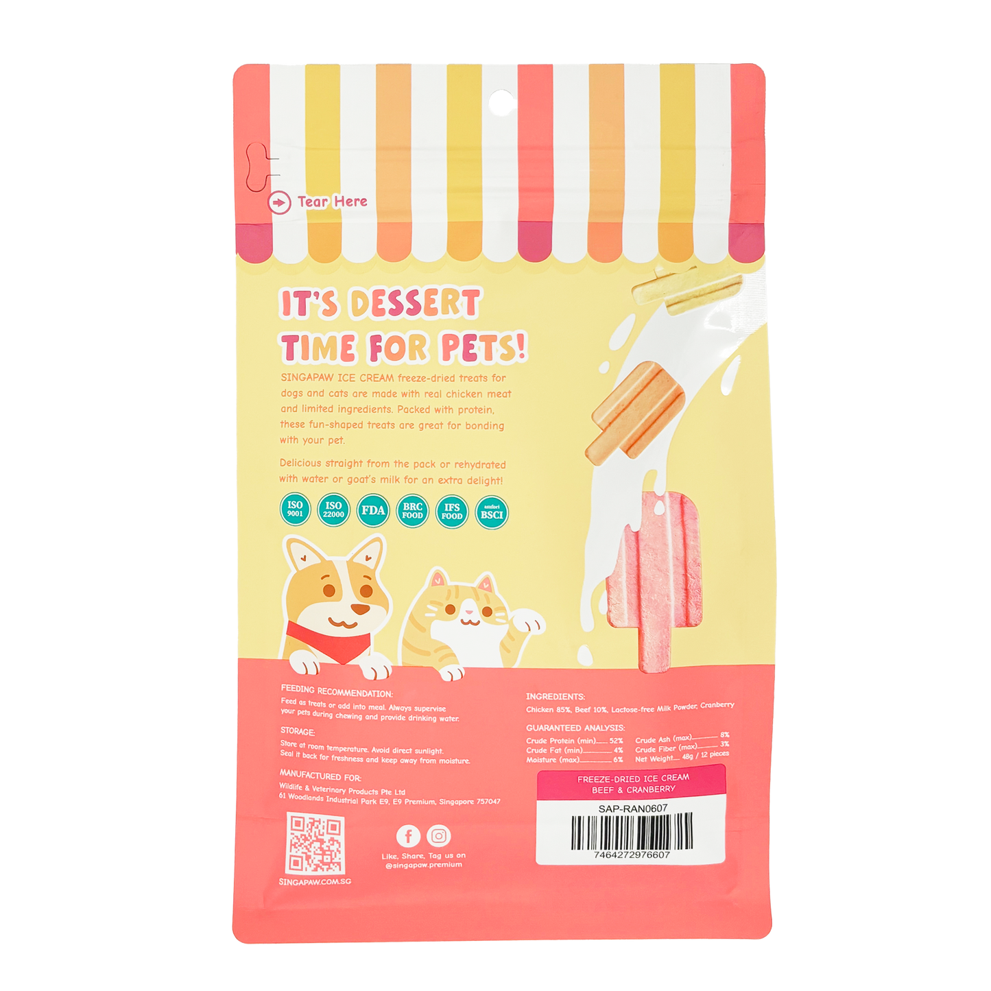 SingAPaw Freeze-Dried Ice Cream Beef & Cranberry