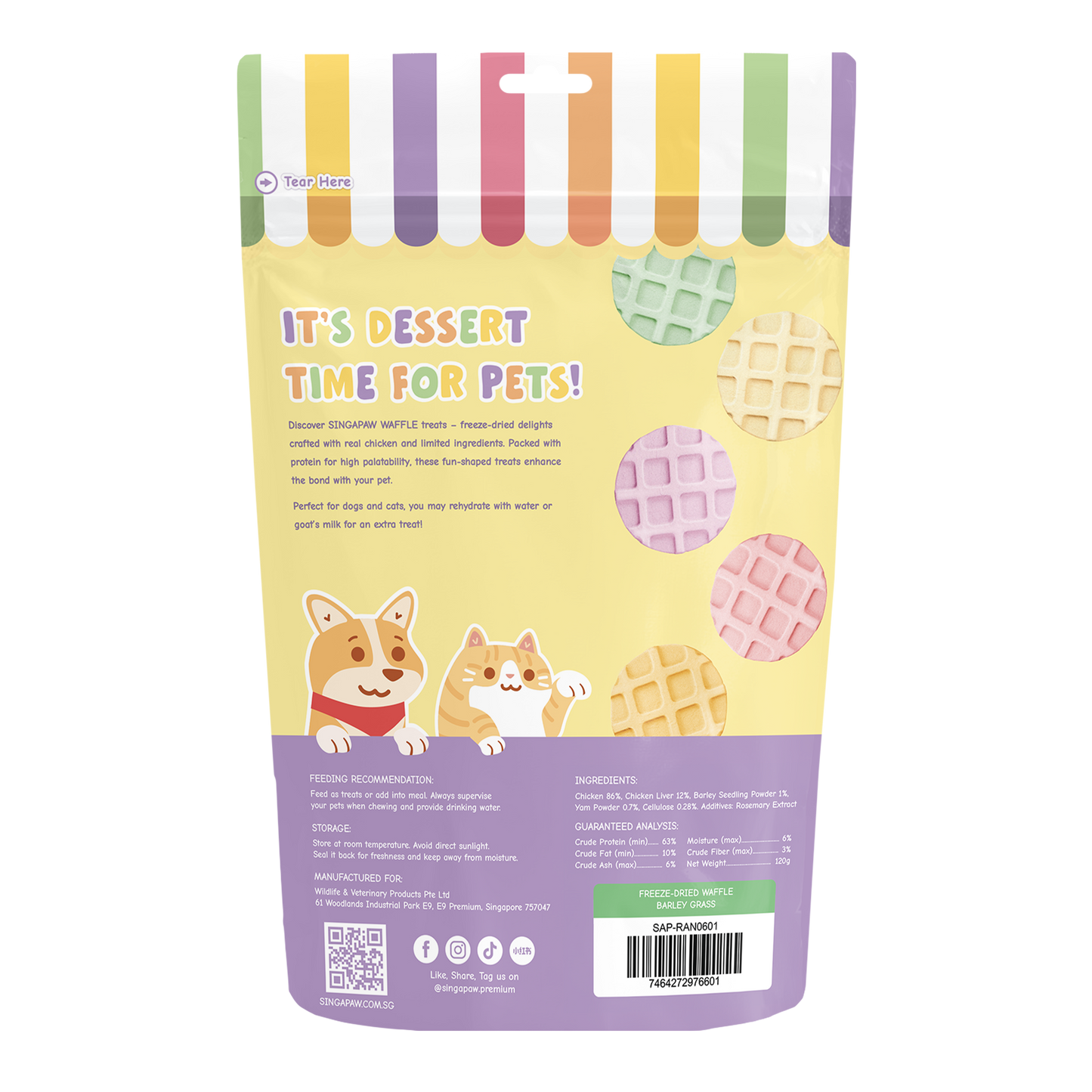 SingAPaw Freeze-Dried Waffle Barley Grass