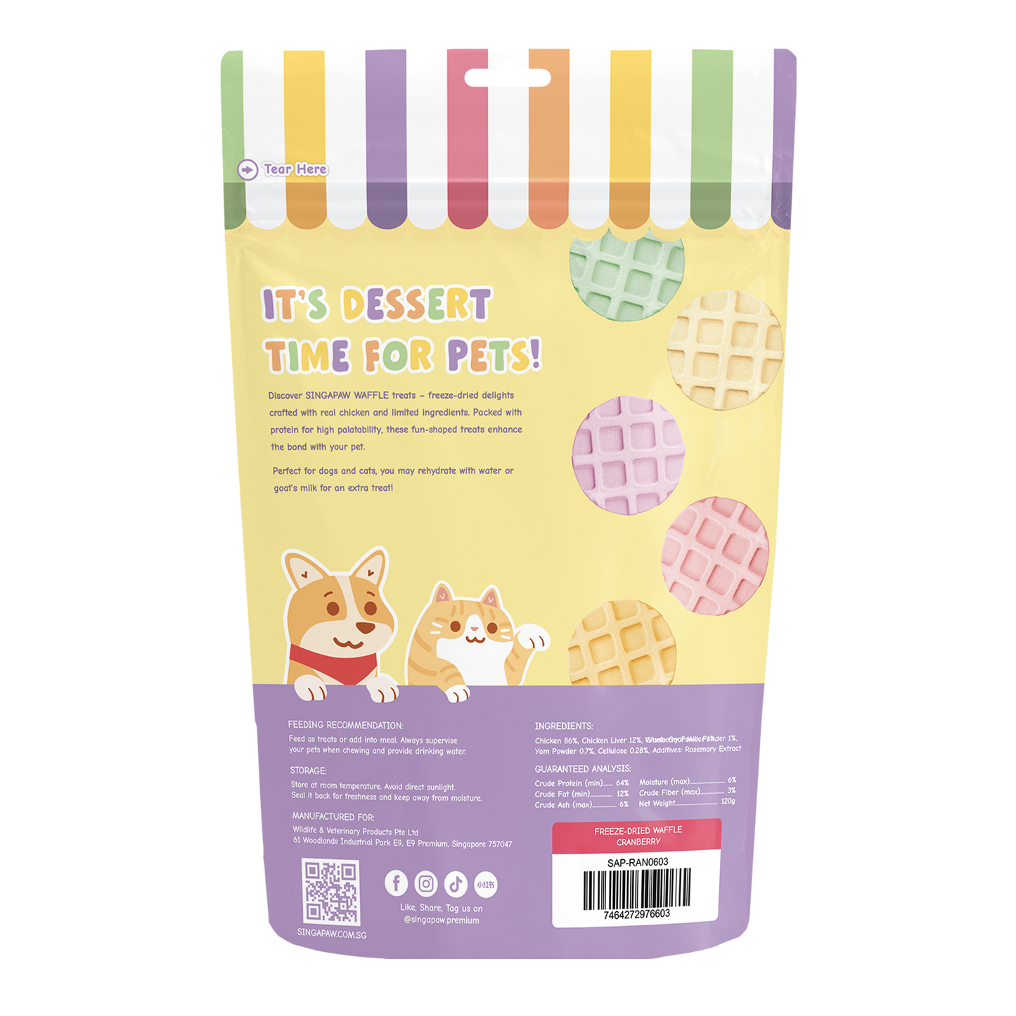 SingAPaw Freeze-Dried Waffle Cranberry