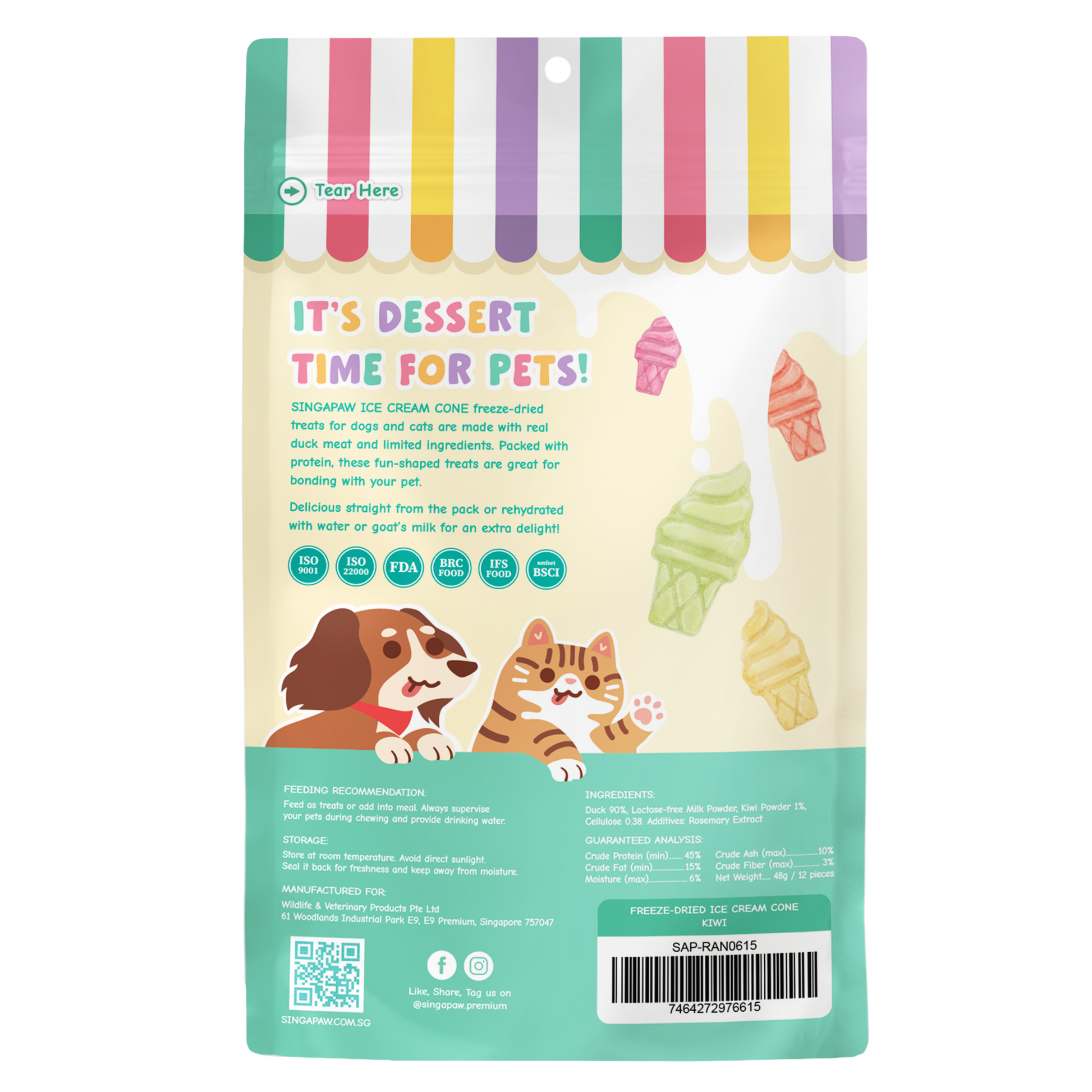 SingAPaw Freeze-dried Ice Cream Cone Kiwi