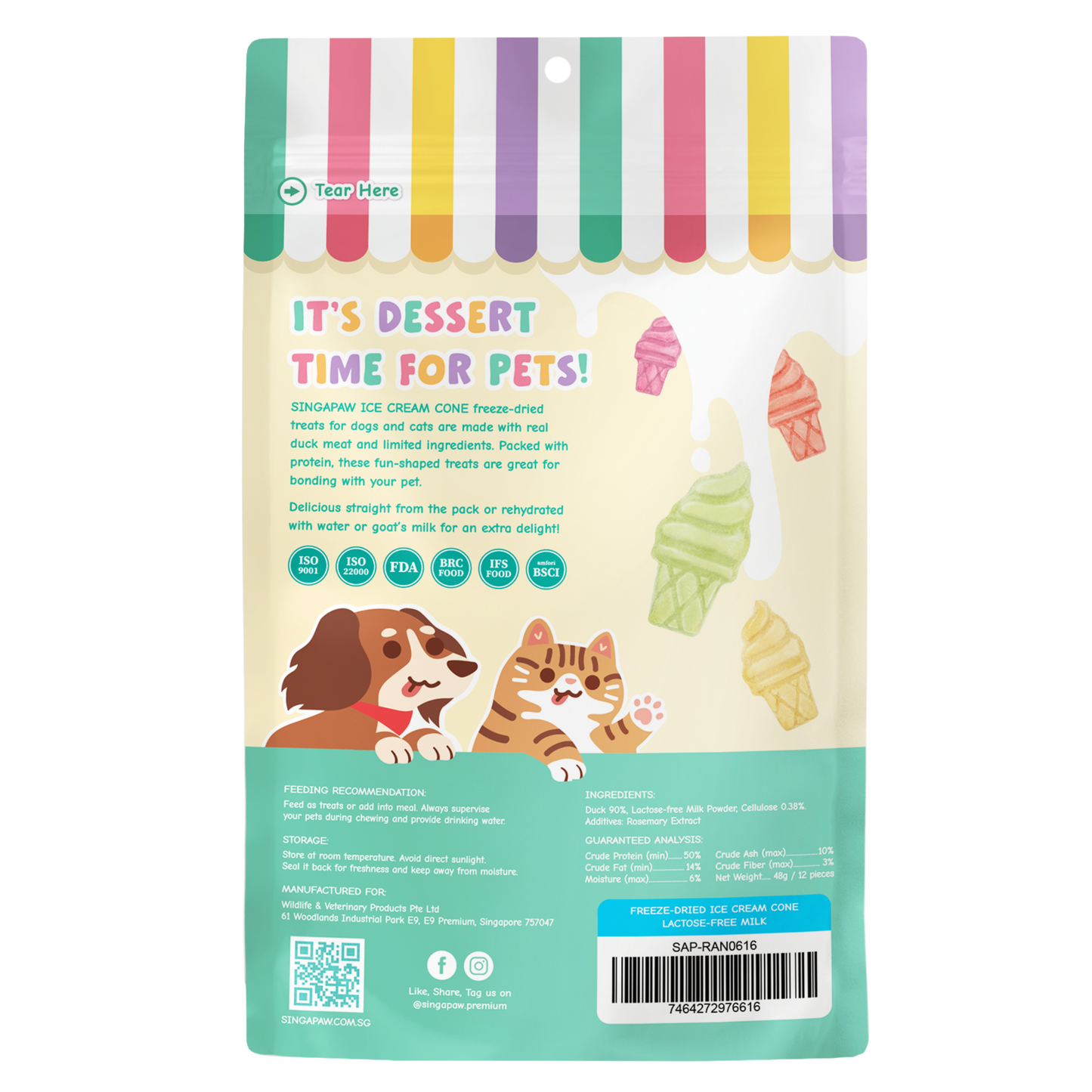 SingAPaw Freeze-dried Ice Cream Cone Lactose-free Milk