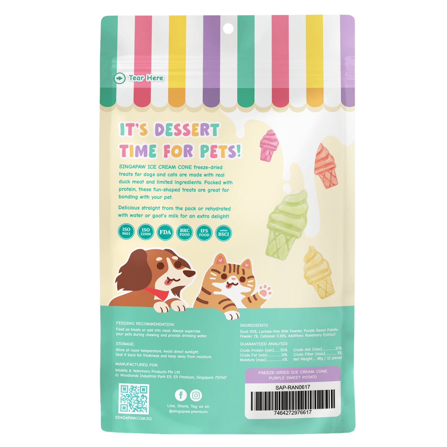 SingAPaw Freeze-dried Ice Cream Cone Purple Sweet Potato