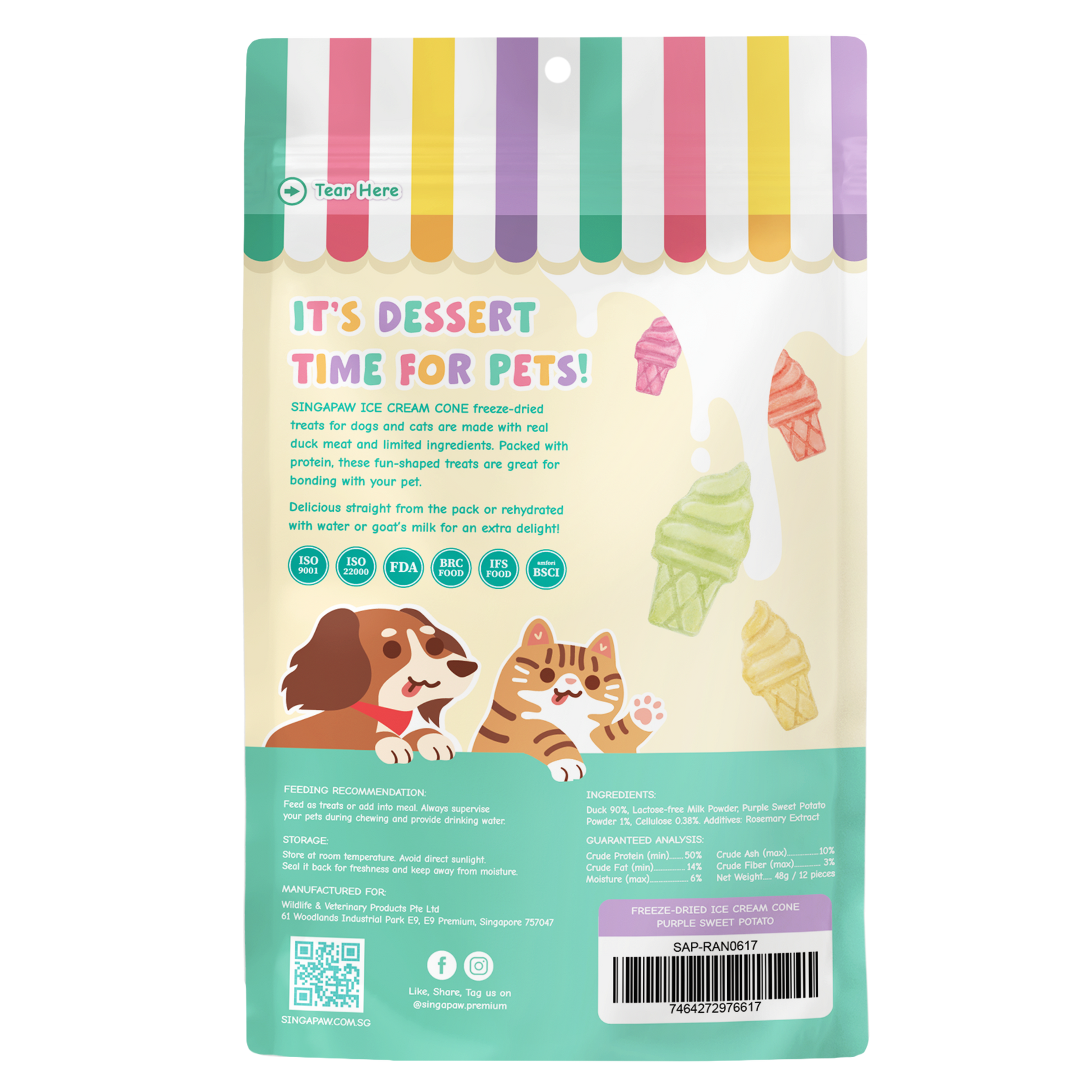 SingAPaw Freeze-dried Ice Cream Cone Purple Sweet Potato