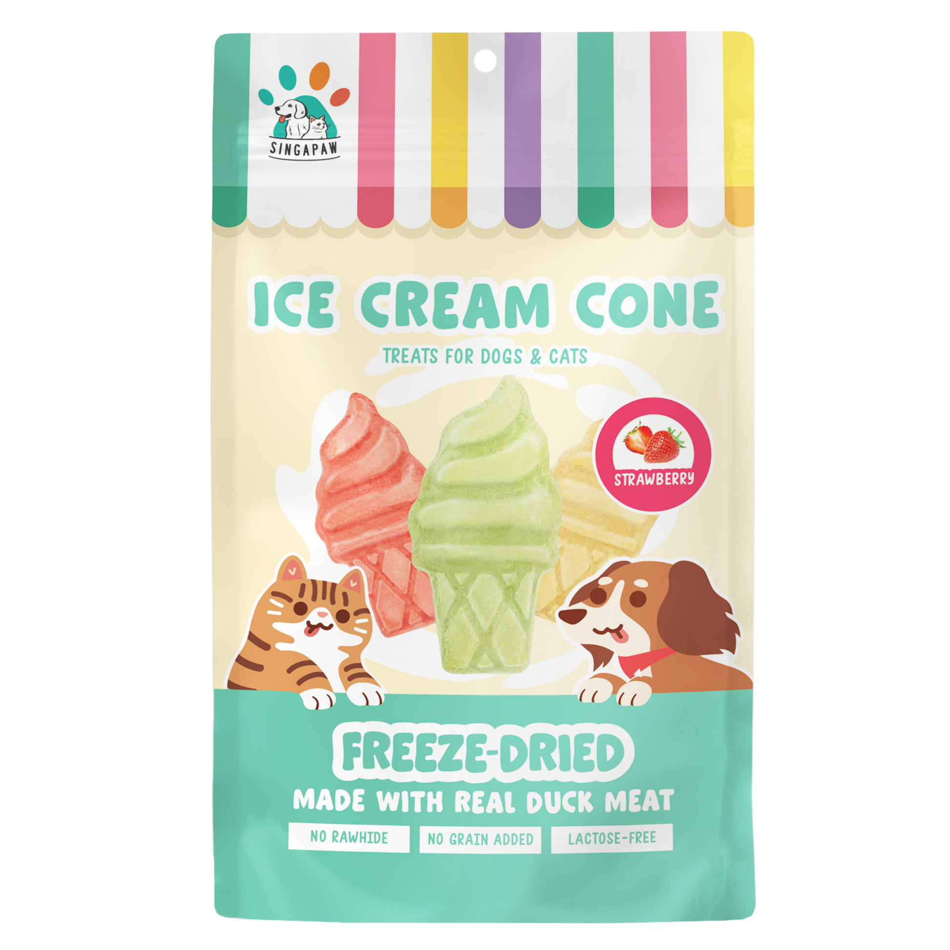 SingAPaw Freeze-dried Ice Cream Cone Strawberry