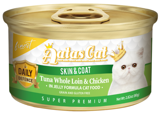 Aatas Cat Finest Daily Defence Skin & Coat Tuna Whole Loin & Chicken in Jelly Formula  80g