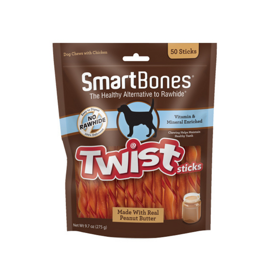Smartbones Peanut Butter Smart Twist Sticks - 50pcs