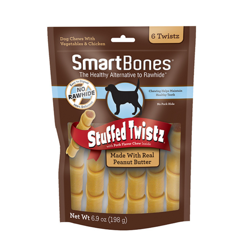 Smartbones Peanut Butter Stuffed Twistz - 6pcs